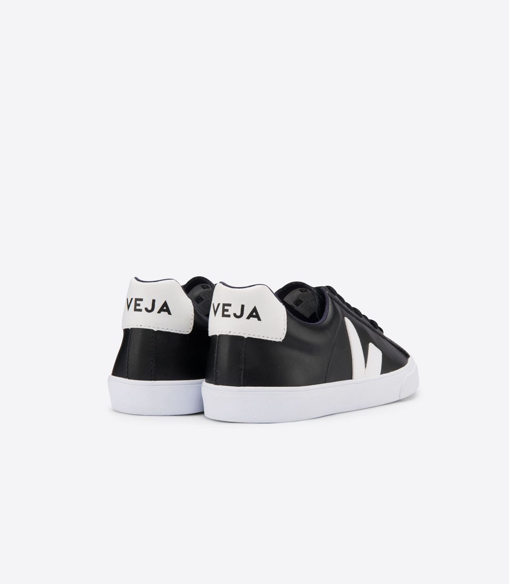 Tenis Veja Mujer - Esplar Cuero - Negros/Blancos - 945QJURFV